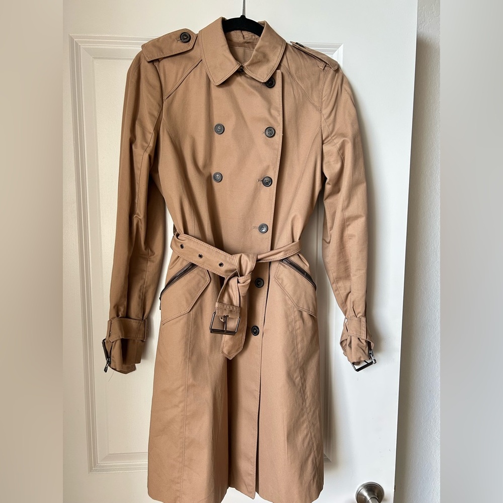 ZARA BASIC - Classic Camel Trench Knee Length Coat - MEDIUM - (US8-10)
